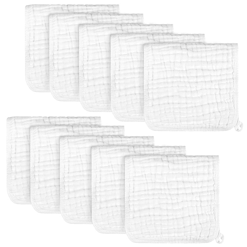 AIDEA Burp Cloths-20"x10", Muslin Burp Cloths for Babies, Highly Absorbent Cotton Burp Cloths, Large Soft Breathable Baby Rags for Boys and Girls, Newborn Essentials, White-10 Pack 20"X10" - BeesActive Australia