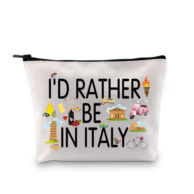 XYANFA Italy Travel Bag Italian Trip Bag Italy Vacation Gift I'D Rather Be In Italy Makeup Bag Italy Lover Zipper Pouch (RATHER BE IN ITALY) - BeesActive Australia