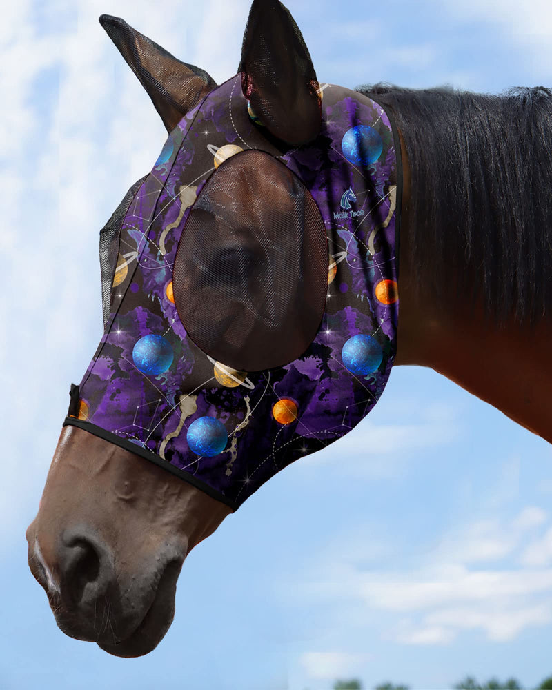 Mask Tech Horse Fly Mask Elasticity Breathable Fabric with UV Protection Soft Mesh for Horse Everlasting Cosmos M Cob (Medium) - BeesActive Australia