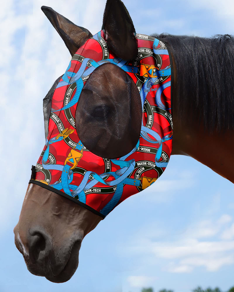 Mask Tech Horse Fly Mask Elasticity Breathable Fabric with UV Protection Soft Mesh for Horse Entwined Straps M Cob (Medium) - BeesActive Australia