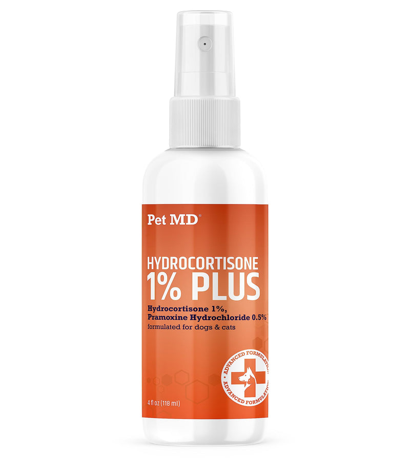 Pet MD Hydrocortisone Spray for Dogs & Cats - Itchy Skin Relief from Hot Spots, Bites, Scrapes, Irritated Skin, & Dermatitis - 4 oz Anti Itch Spray with Pramoxine - PawsPlanet Australia