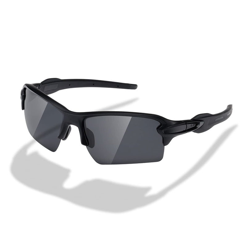 kimorn Polarized Sports Sunglasses for Men Womens Baseball Fishing Cycling Running Golf Motorcycle Wrap Around Glasses K1463 Matte Black Frame Gray Lens - BeesActive Australia