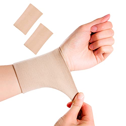 Men & Women Compression Wrist Sleeve Wrist Brace Wrist Supports Wrist Wraps Elastic Wristbands for Tennis, Tendonitis, Carpal Tunnel, Tattoo Cover Up Bands skin(1 pair) X-Large