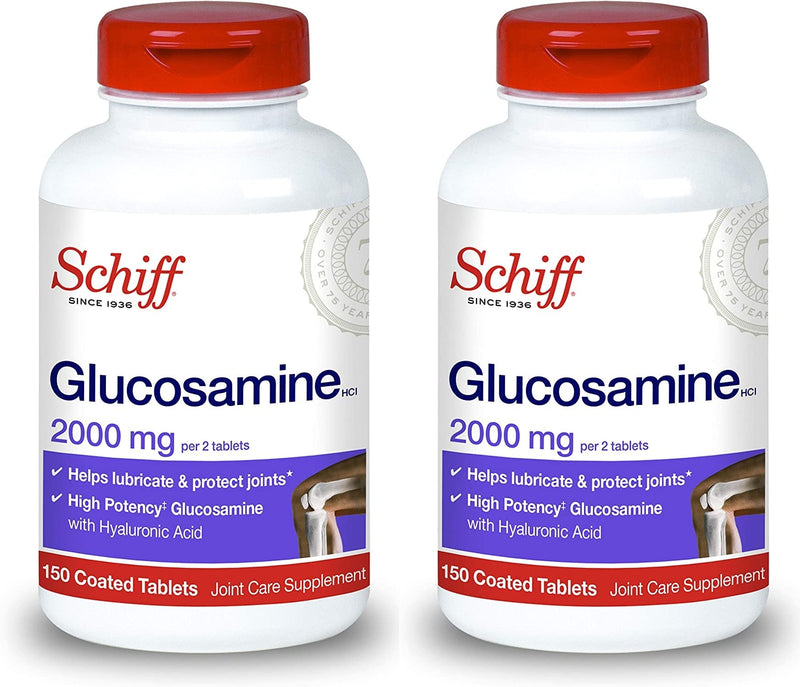 Schiff Glucosamine with Hyaluronic Acid, 2000mg Glucosamine, Joint Care Supplement Helps Lubricate & Protect Joints*, 150 Count (Pack of 2) no artificial flavors 150 Count (Pack of 2) - BeesActive Australia