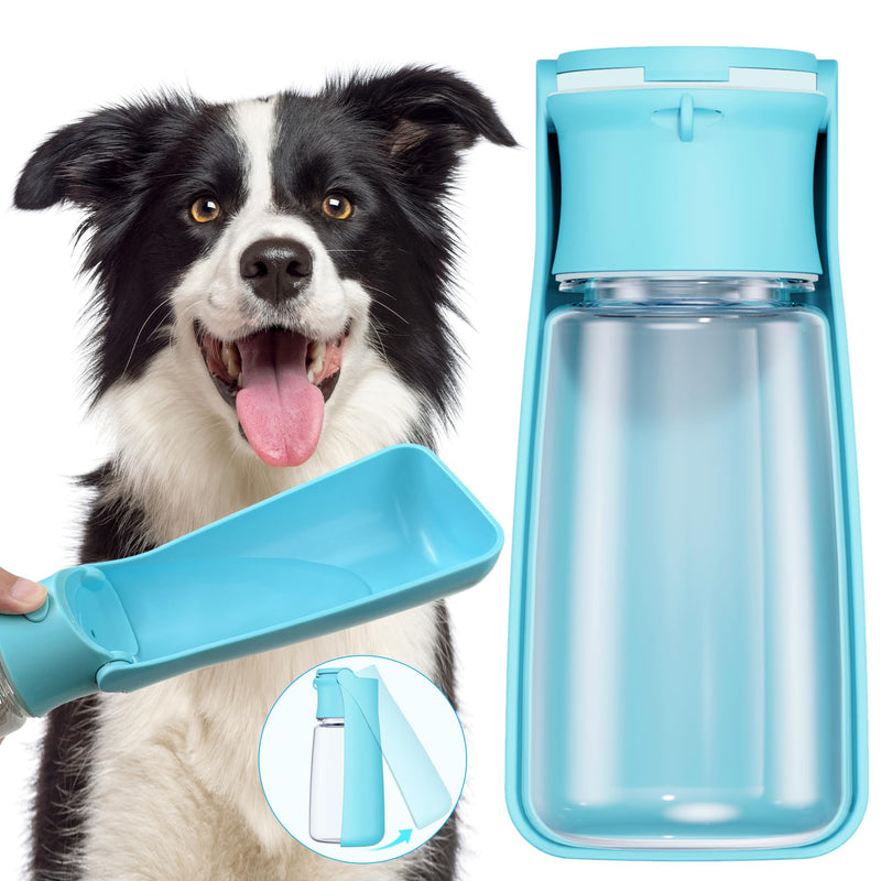 Portable Dog Water Bottle Dispenser [Leak Proof & Foldable] Dog Travel Water Bottle Bowl Accessories for Puppy Small Medium Large Dogs Pet Water Bottles for Dogs Walking Outdoor Hiking 19OZ 19OZ Blue - BeesActive Australia