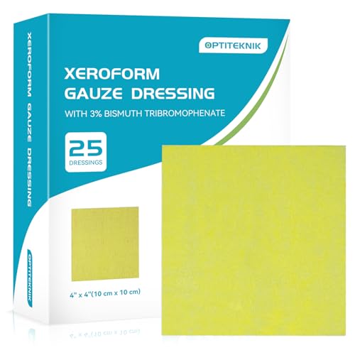 Xeroform Petrolatum Dressing Non-Adherent Occlusive Fine Mesh Gauze Pad, Gentle Patch for Burns, Laceration, Surgical Incisions & Skin Grafts (4"x4" Pack of 25) 4"x4" pack of 25
