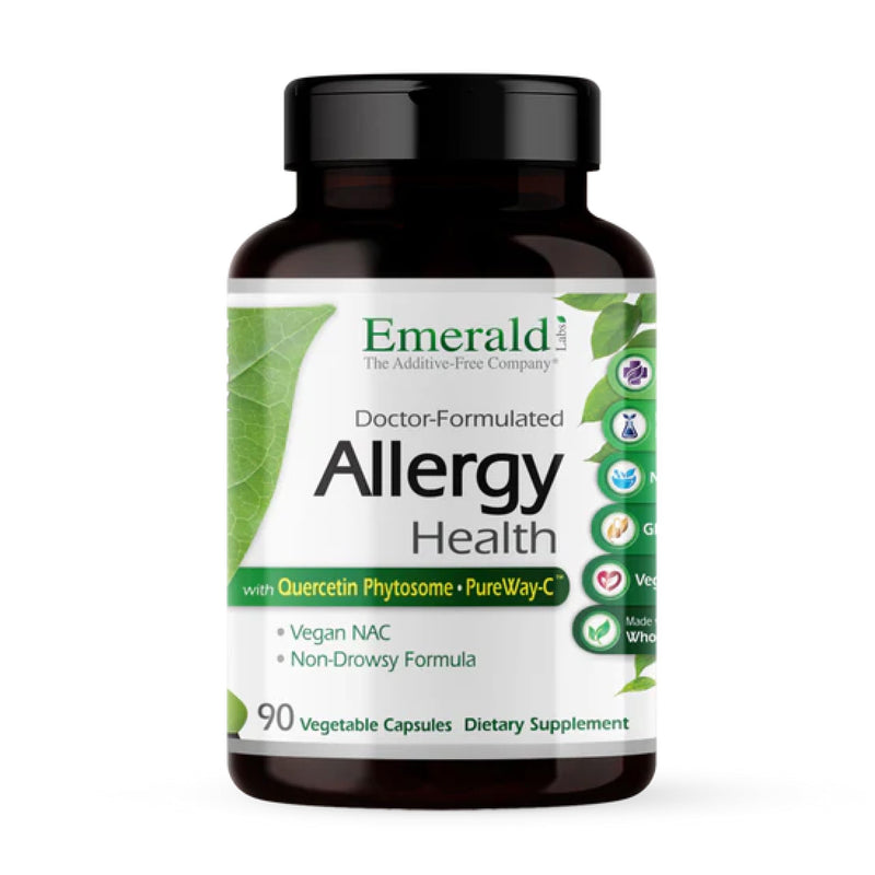 EMERALD LABS Allergy Health, 90 Capsules (30 Servings) | Non-Drowsy Allergy Support Supplement with Clinical Potency, For Pollen & Dander, Quercetin Phytosome & NAC, Non-GMO & Vegan