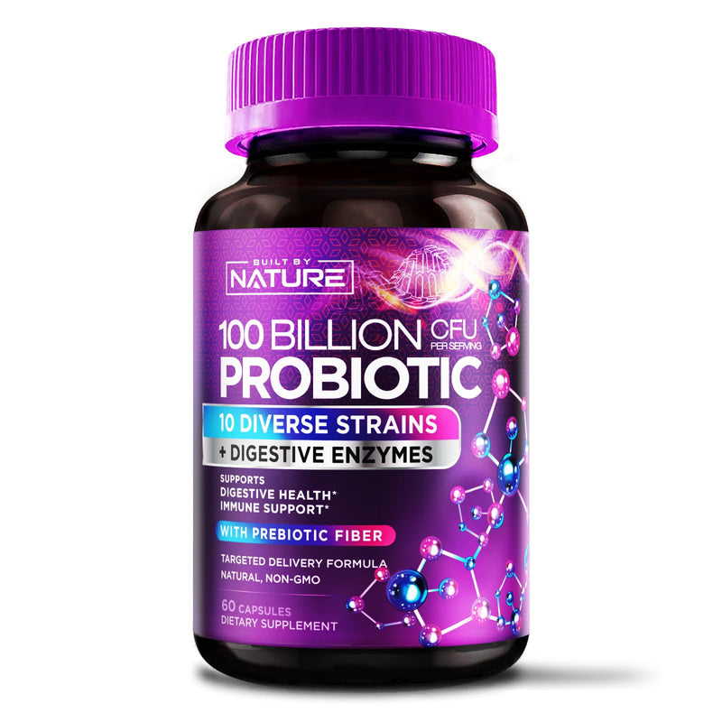 Built by Nature Probiotic for Men & Women, 60 Capsules | 100 Billion CFU
