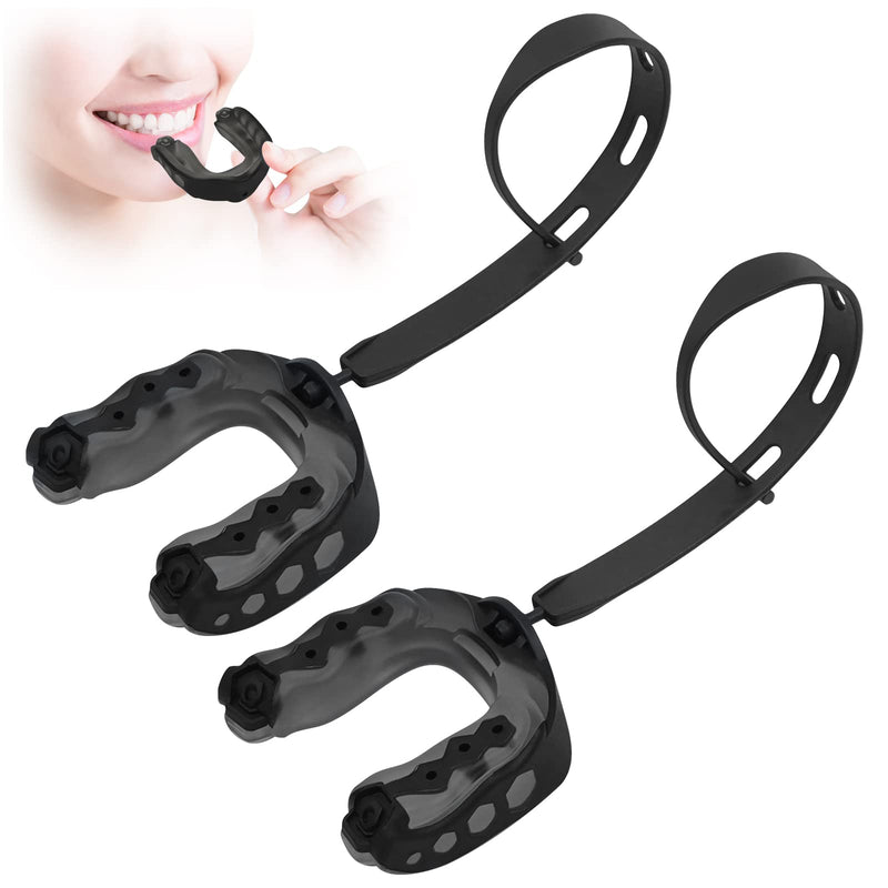 2 Pack Football Mouth Guard with Strap, Professional Youth Mouth Guard Soft Sports Mouthguard for Boxing, MMA, Lacrosse, Hockey, Rugby and Basketball for Adult & Youth (Black) Black - BeesActive Australia