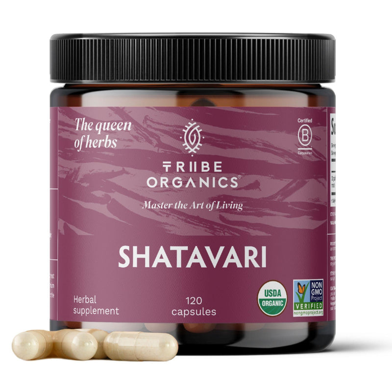 TRIBE ORGANICS Organic Shatavari Herbal Supplement - Hormonal Balance | Women‚Äôs Reproductive Health | Lactation | Immune & Inflammatory Support - Non-GMO USDA Organic 120 Vegan Capsules
