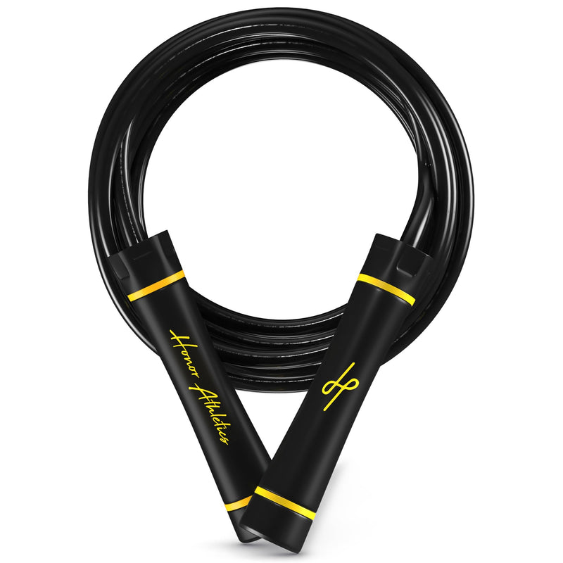 Honor Athletics - WEIGHTED 1.1lb HEAVY Jump Rope for High-Intensity and Strength Training - Adjustable 10ft PVC Rope with Ergonomic Grip, Ideal for Boxing, CrossFit, Muay Thai, MMA, and Fitness Black
