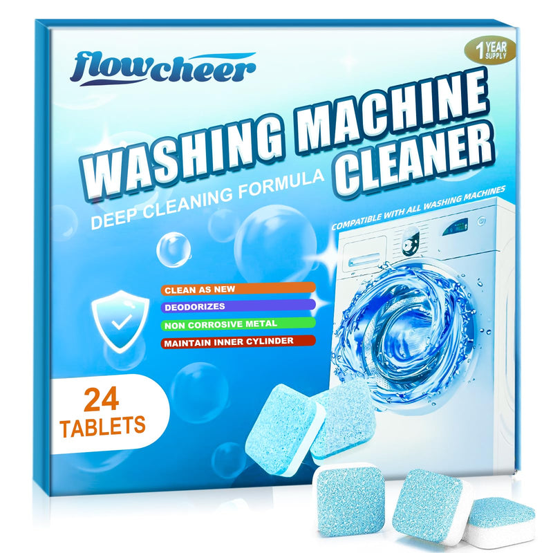 Washing Machine Cleaner Tablets, 24-Pack - Powerful Descaler for Deep Cleaning HE Front Load & Top Load Washers. Eco-Friendly Deodorizer. Cleans Drum & Tub Seal. 1 Year Supply - BeesActive Australia