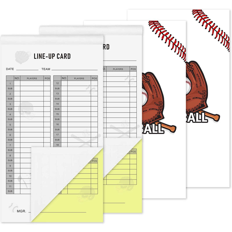 DTESL Baseball Softball Lineup Cards 30 Games, 4.53 x 7.87 Inch Lineup Sheet Games with 16 Player Roster Baseball Scorebook Coaching，4 Part Carbonless Copies,Softball Lineup Cards,Lineup Cards 50 - BeesActive Australia