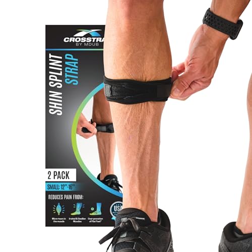 Calf & Shin Supports, Shin Splint Brace | Adjustable Neoprene Shin Splint & Leg Compression Support Strap | for Strains, Injuries, Pain Small (2 Straps)
