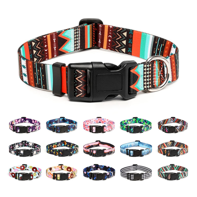 Mercano Adjustable Dog Collar - Special Design Patterns, Soft Nylon Comfortable Durable Pet Collar for Small Medium Large Dogs (S, Tribal Green) S - BeesActive Australia