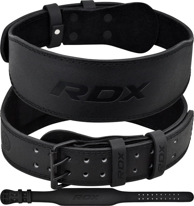 RDX Weight Lifting Belt Gym Fitness, Cowhide Leather, 4” 6” Padded Lumbar Back Support, 10 Adjustable Holes, Weightlifting Powerlifting Bodybuilding Deadlift Squat Workout Strength Training, Men Women Black 4 Inch L Fits 28 to 32 Inches