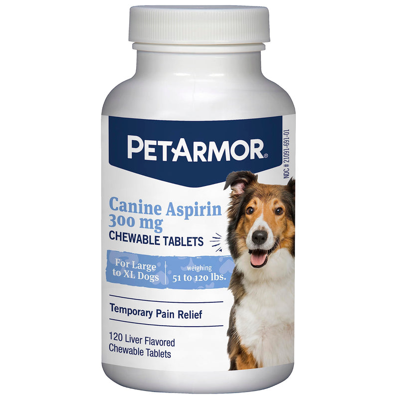 PetArmor Aspirin for Large Dogs, Fast Acting Anti-Inflammatory and Pain Relief For Dogs, Vet-Quality Joint Support and Pain Meds for Dogs, 120 Liver Flavored Tablets Medium-Large Dogs (50+ lbs)