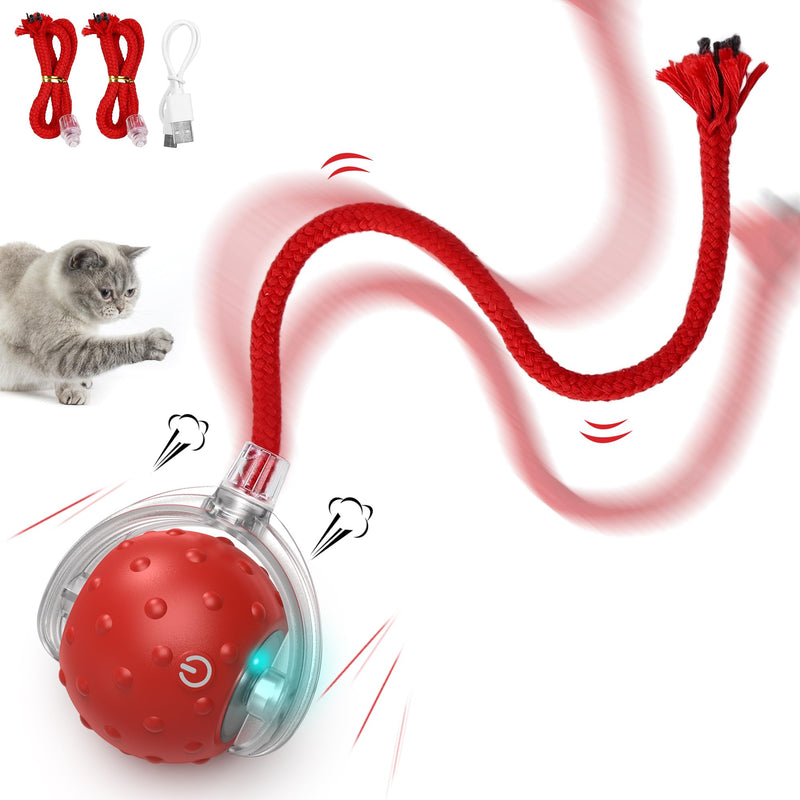 IOKHEIRA Interactive Cat Toys Ball, Motion Activate Electric Cat Toy, Automatic Pet Exercise Toys, Simulate Bird Calls, USB Rechargeable (Long Tail) - BeesActive Australia