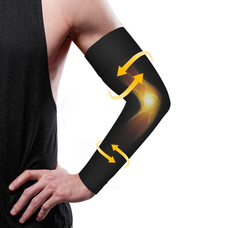 Normers 20-30 mmHg Medical Lymphedema Compression Arm Sleeve for Men & Women (Single), Full Arm Support with Dot Silicone Band, Graduated Compression Arm Brace for Arthritis, Swelling, Bursitis, Dvt. Black Large - BeesActive Australia