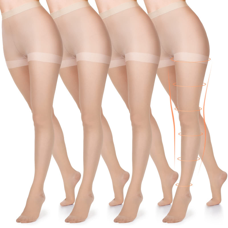 Heentan 4 Pairs Sheer Compression Pantyhose 15-20 Mmhg Lightweight Sheer Compression Stockings Graduated Support Sheer Panty Hose for Women Pregnant Large - BeesActive Australia