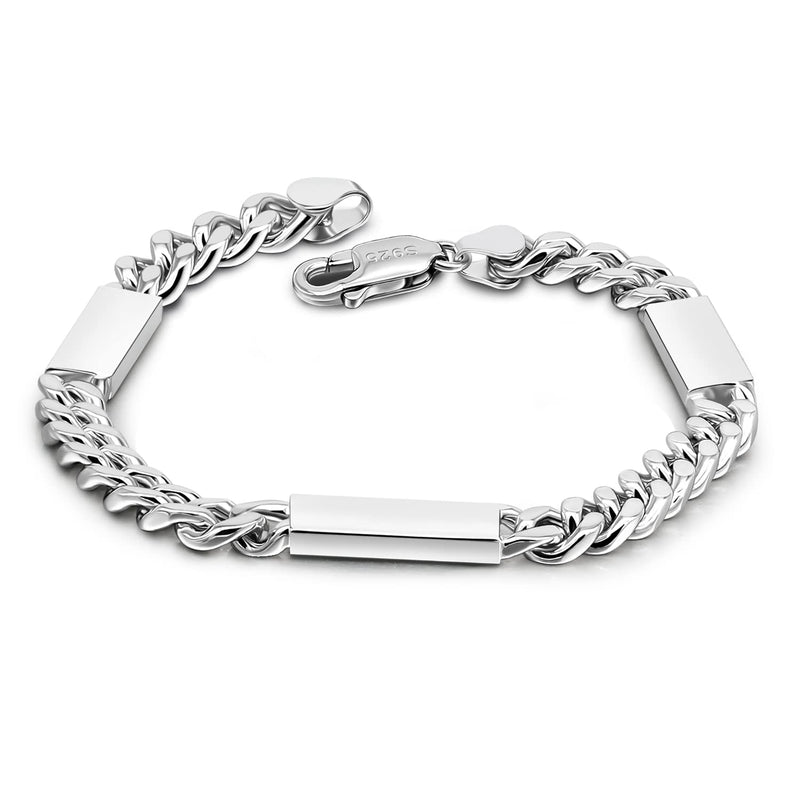 Men 6mm Miami Cuban Link Bracelet Rhodium Plated Hypoallergenic 925 Sterling Silver Fine Jewelry Hip Hop Cuff Chain Bangles For Women Teen Boy Birthday Gift Fashion Style 8 inch - BeesActive Australia