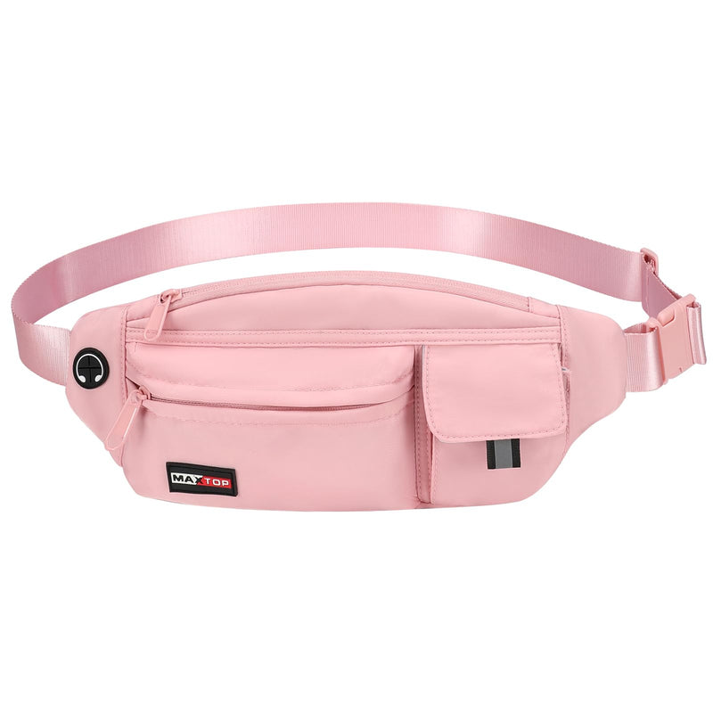MAXTOP Large Crossbody Fanny Pack Running Travel Belts for Women Men,Water Resistant Belt Bag for Fitness Yoga Jogging Hiking Dog Waliking,Running Accessories Waist Pack Passport Bag Fits All Phones Pink(Large) - BeesActive Australia