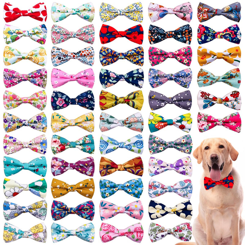 PET SHOW Wholesale 50pcs Floral Small Dogs Collar Attachment Bow Ties Embellishment Medium Large Dog Puppies Cats Collar Charms Accessories Bulk Slides Bowties 50pcs/lot - BeesActive Australia