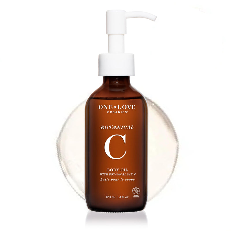 One Love Organics Botanical C Body Oil – Vitamin C Body Oil with Shea & Papaya Enzymes, Certified Organic & Cruelty Free 4 oz