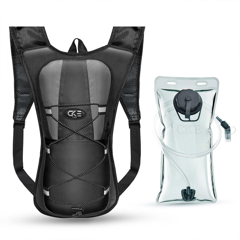 Hydration Backpack Hydration Pack Water Backpack with 2L(70-Ounce) Hydration Bladder for Men Women Kids for Running Hiking Biking Climbing Black-Gray