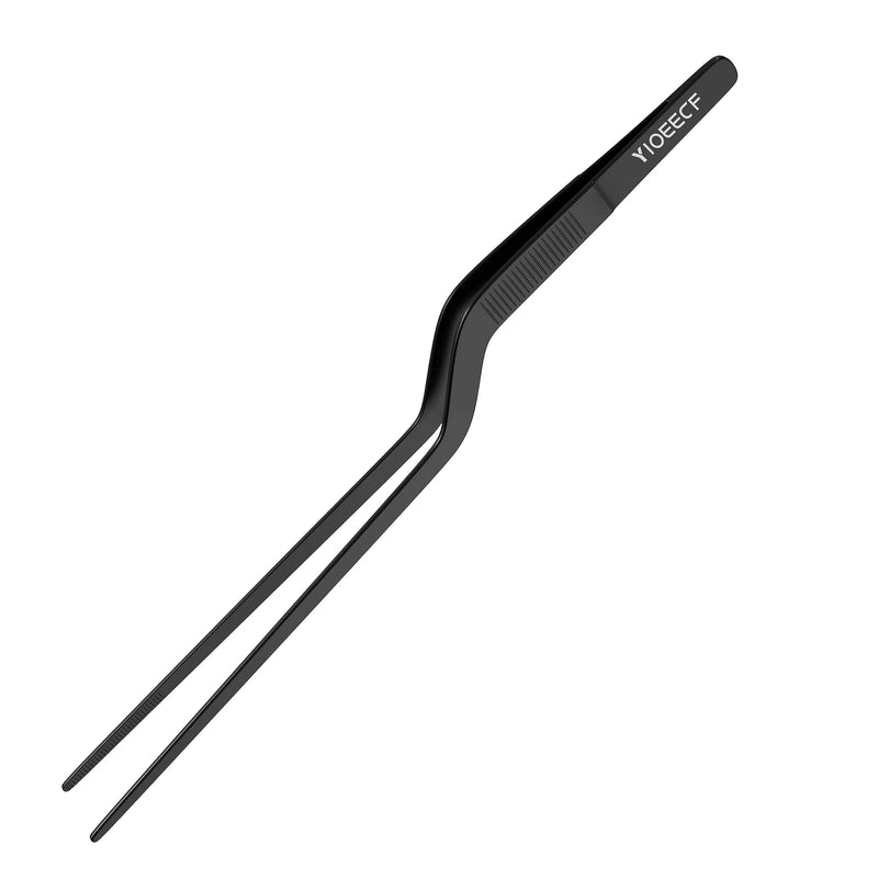Yioeecf 8 Inch Black Stainless Steel Precision Kitchen Cooking Offset Tweezer，for Cooking Food Design Styling - BeesActive Australia