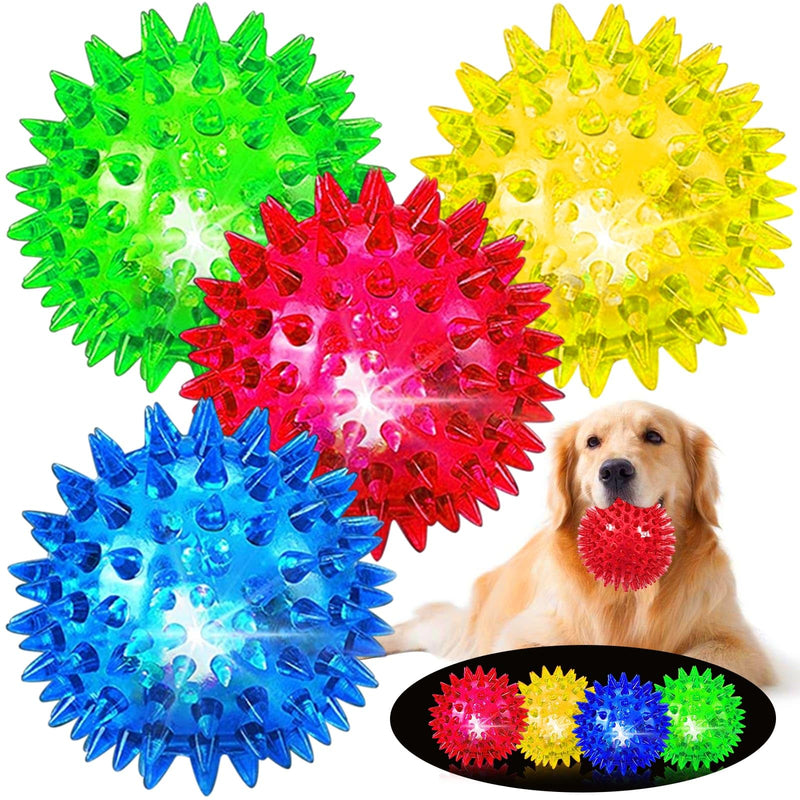 Light Up Squeaky Dog Balls: Led Dog Balls for Aggressive Chewers Large Chew Toys for Teething - Spikey Dog Balls for Small, Medium, Large Dogs - BeesActive Australia
