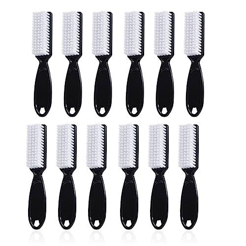 SQULIGT 12Pcs Nail Brush for Cleaning Fingernails, Handle Grip Cleaning Brush for Nail and Toenail, Nail Dust Brush Manicure Pedicure Tools Scrubbing Brush Women Men Home Salon (Black) black