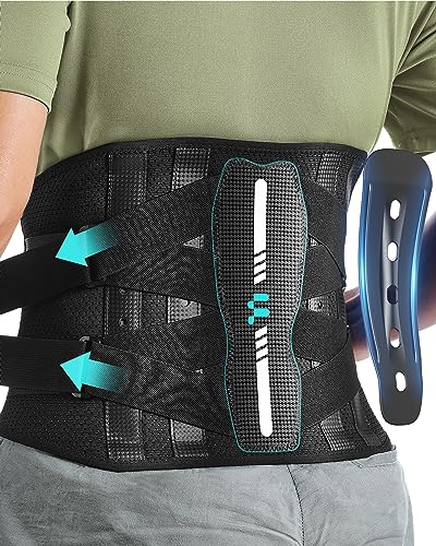 Back Brace for Lower Back Pain Relief, Carbon Fiber Support, Ergonomice Curved, Ultra-thin Air Mesh, Lightweight and Adjustale Design, Size S Black