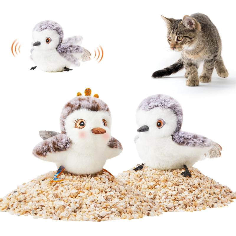 Potaroma Cat Toys 2 Pcs Flapping Sandpiper Pair-Mate, Lifelike Birds Chirp, Chargeable Touch Activated Kitten Toy Interactive Cat Kicker Exercise, Catnip Toys for All Breeds Piper Couple - BeesActive Australia
