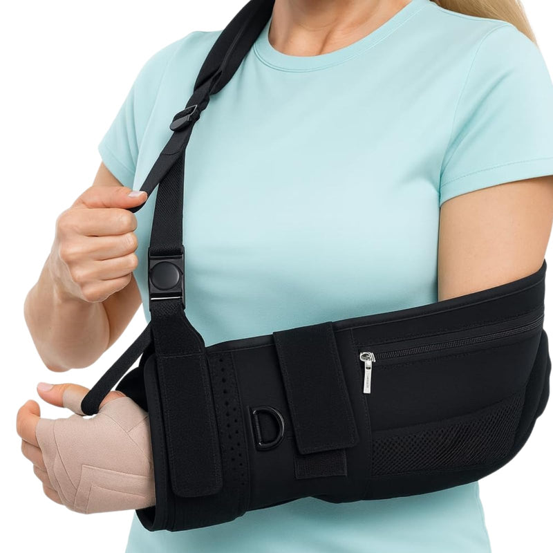 Vive Medical Arm Sling for Shoulder Injury (Left or Right)- Shoulder Immobilizer for Broken Arm, Rotator Cuff, Elbow - Support Brace for Men & Women (Black) - BeesActive Australia