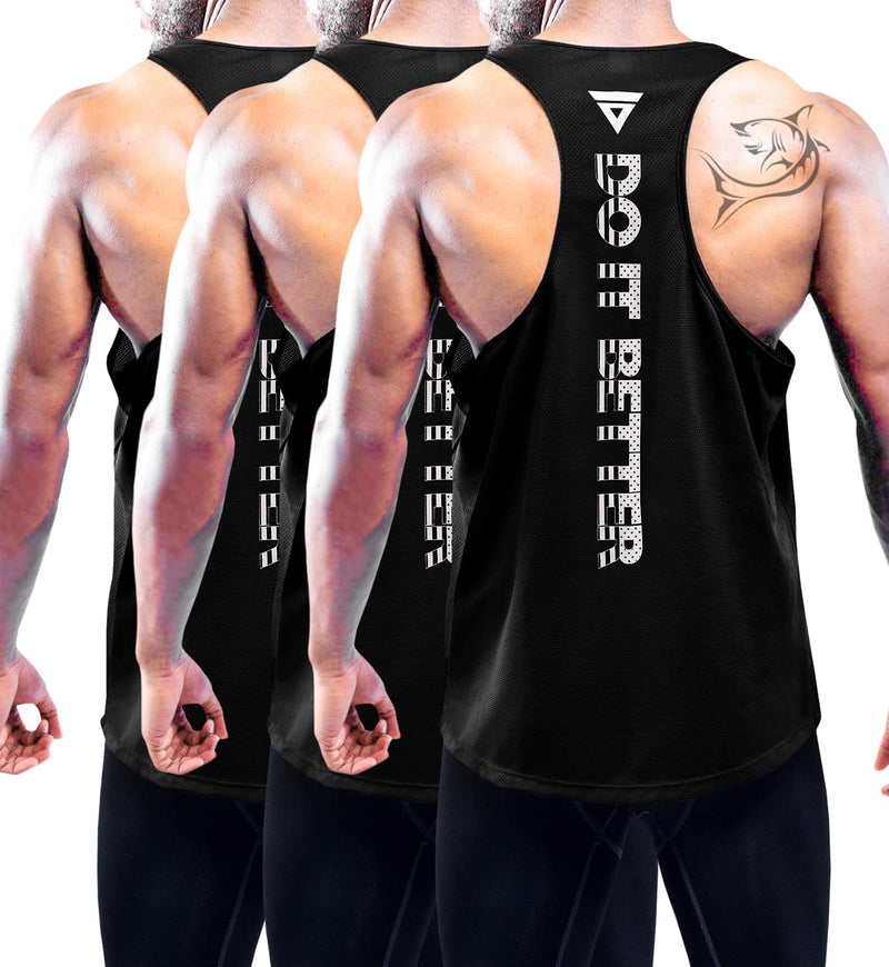 Boyzn Men's 1, 3 or 5 Pack Y-Back Workout Tank Tops, Athletic Muscle Gym Tank Tops, Fitness Bodybuilding Sleeveless T-Shirts Large 3 Pack-black - BeesActive Australia