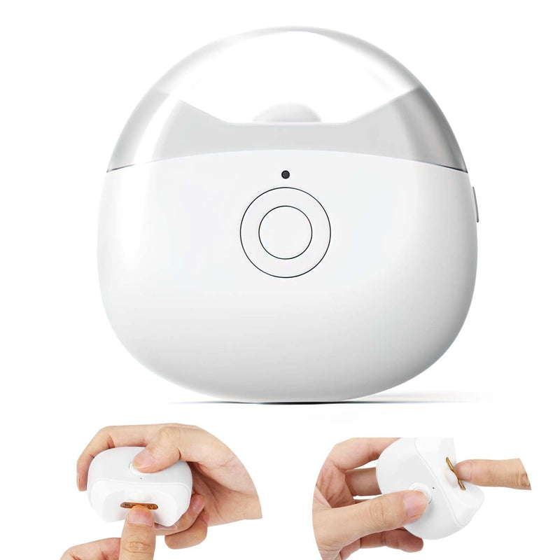 Automatic Electric Nail Clipper with LED Light & 2 Speeds with Nail Scraps Storage, USB Rechargeable Safety Fingernail Trimmer for Baby, Children, Kids, Adult, Seniors and Caregivers, White
