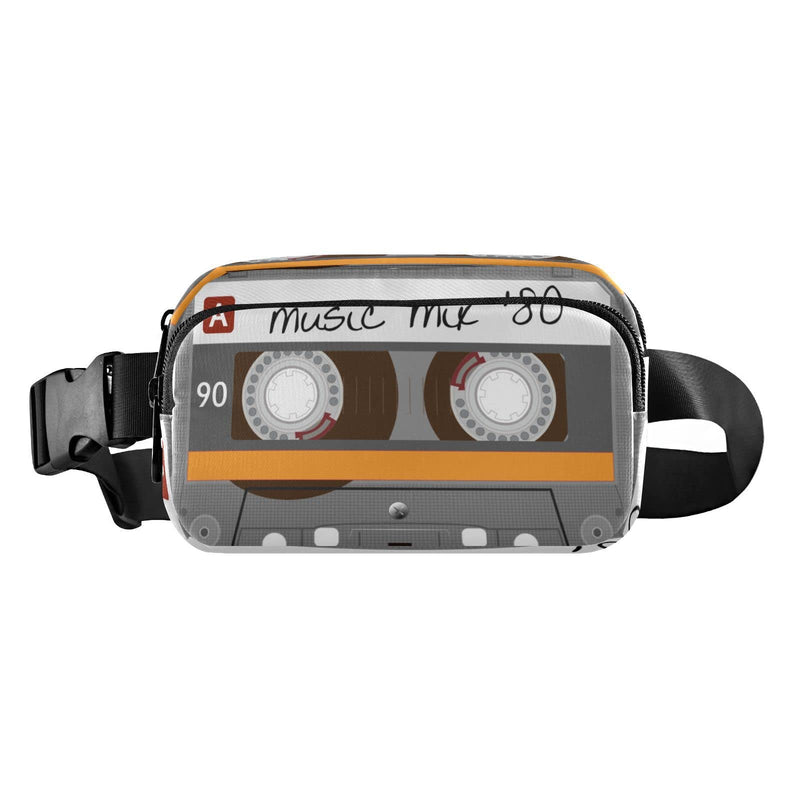 Exnundod Unique Music Mix 80s Tape Fanny Waist Pack for Women Men, Retro Cassette Crossbody Pack with Adjustable Strap Belt Bag Hip Bum Bag for Running Hiking Cycling Traveling Music Tape