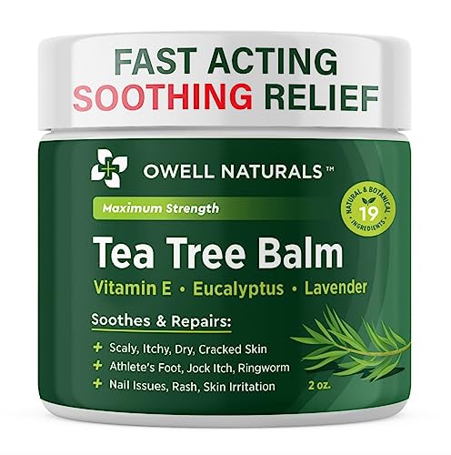 Owell Naturals Tea Tree Antifungal Balm – Extra Strength for Athlete’s Foot, Jock Itch, Ringworm & Skin Fungus – Soothing for Itchy, Dry, Cracked Skin, Feet & Body, 2 oz 2 Fl Oz (Pack of 1)