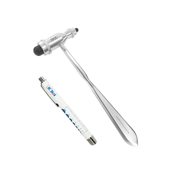MDF Instruments Tromner Neurological Reflex Hammer with Pointed tip Handle for cutaneous and Superficial responses and a MDF LUMiNiX Illuminator Medical Professional Diagnostic Penlight