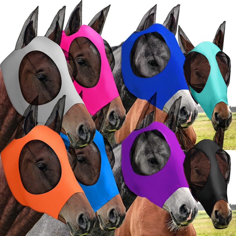 8 Pcs Horse Fly Masks for Horses Comfort Horse Fly Mask with Ears Soft Elasticity Fly Mask Sun Protection for Horses(Medium) Medium - BeesActive Australia