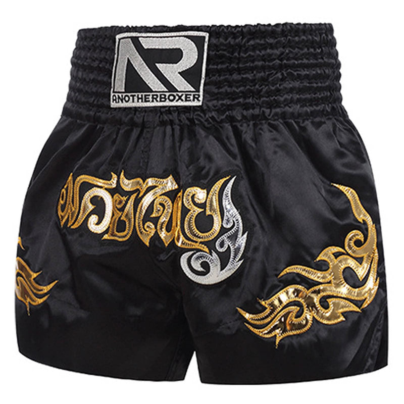 Muay Thai Shorts Boxing Fight Kickboxing Grappling Training Workout Gym Shorts for Men Women Kids X-Small Black 01