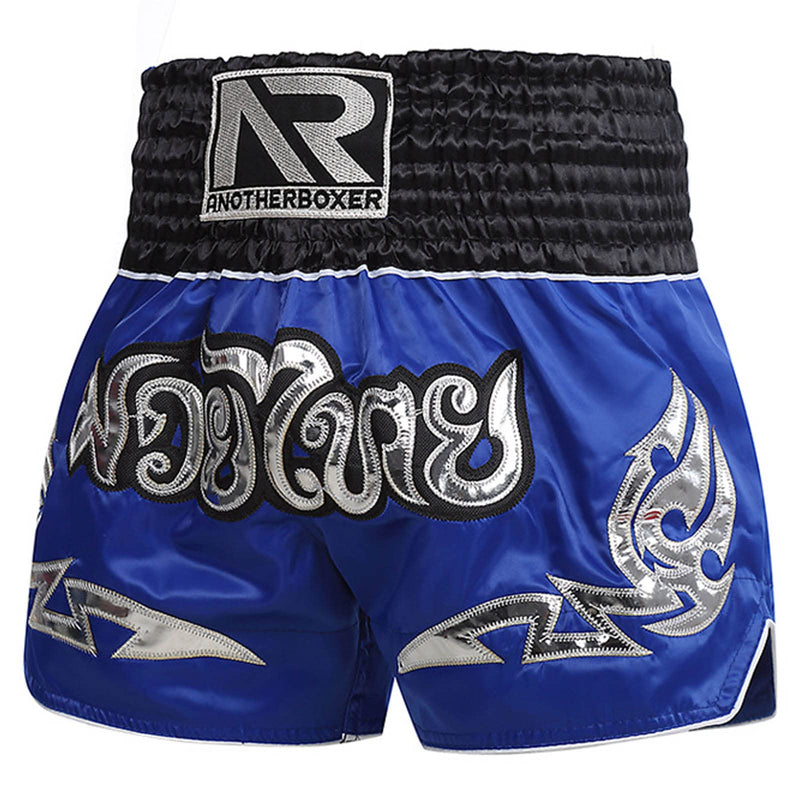 Muay Thai Shorts Boxing Fight Kickboxing Grappling Training Workout Gym Shorts for Men Women Kids Medium Blue 01