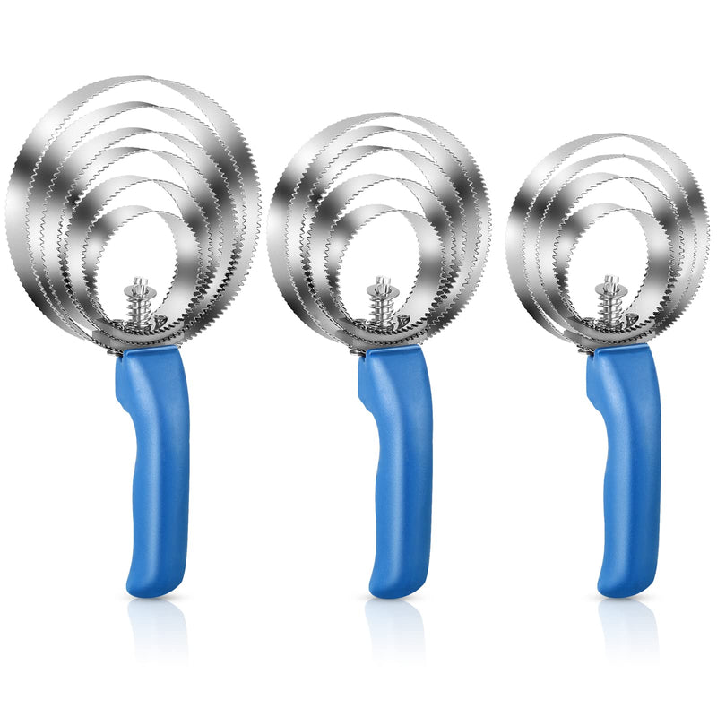 3 Pcs Reversible Stainless Steel Curry Comb with Soft Handle Grip Blue Horse Brush for Grooming 4/5/6 Ring Double Sided Horse Shedding Tool for Horses Cow Dog Sheep Cattle Goats Supplies - BeesActive Australia