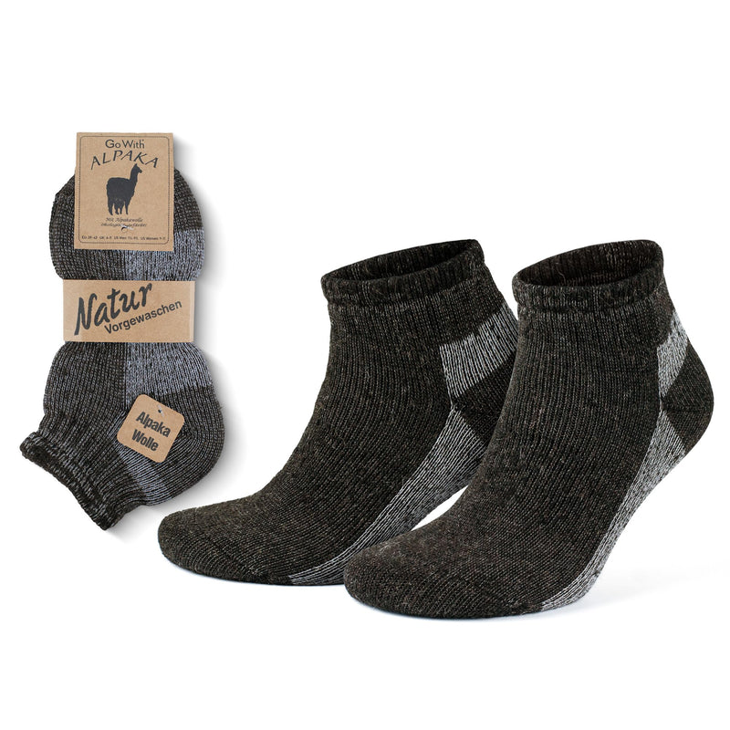 GoWith Alpaca Wool Hiking Socks for Men & Women Cushioned Terry Interior Warm Socks Thermal Thick Merino Blend Camping Socks Medium Brown/Ecru - 1 Pair (Model: 6007) - BeesActive Australia