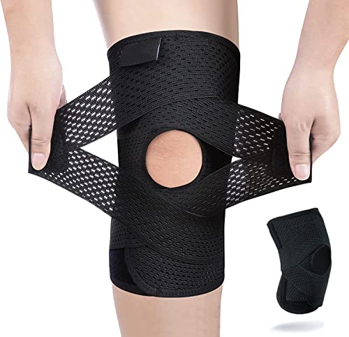 Knee Brace for Knee Pain, Compression Knee Support with Side Stabilizers for Women and Men, Knee Pad for Meniscus Tear Relief,Running, Workout (Black，XL) Black，XL