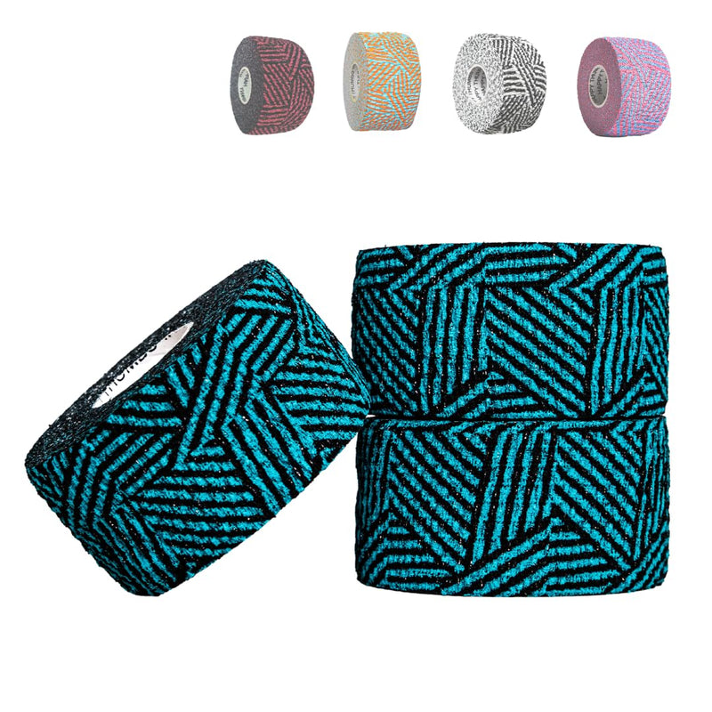 Gym & Hook Grip Tape - Thumb & Finger Protection - for Cross Training, Weightlifting, Gymnastics & More - Stretchy Adhesive Athletic Weightlifting Tape - 24 ft Long 3 Pack Aqua La Vista - BeesActive Australia