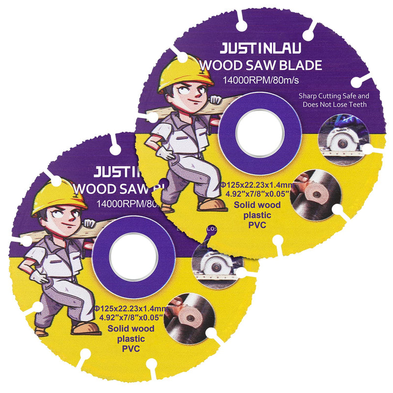2Pcs Wood Cut Circular Saw Blade, Cutting Disc for Table Saws, Multifunctional Angle Grinder Blades Cutting Saw Blade for Woodworking, Rubber, Tire Cutting (5inch/125mm) 5inch/125mm - BeesActive Australia