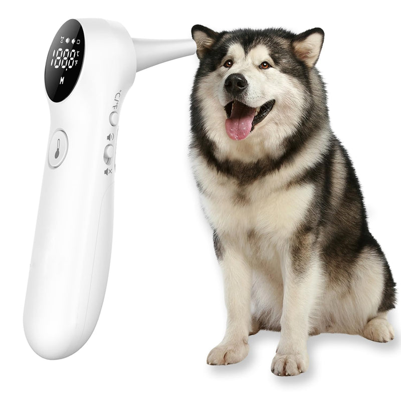 Pet Ear Thermometer for Dogs and Livestock - Includes 20 Pet Swabs, Suitable for Dogs, Cats, Infrared Fast and Accurate Canine Temperature Monitor - Switches ℉ and ℃ - BeesActive Australia