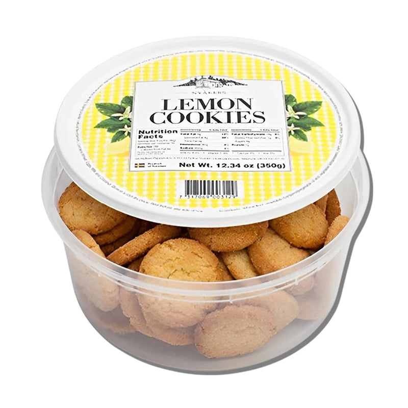 Nyakers Swedish Lemon Cookies - Original, Famous & Old Fashioned Lemon Gourmet Cookies Traditionally Baked in Sweden Since 1952 - Deliciously Sweet Cookies Gift Tub for Any Occasions (12.34 Oz) - BeesActive Australia